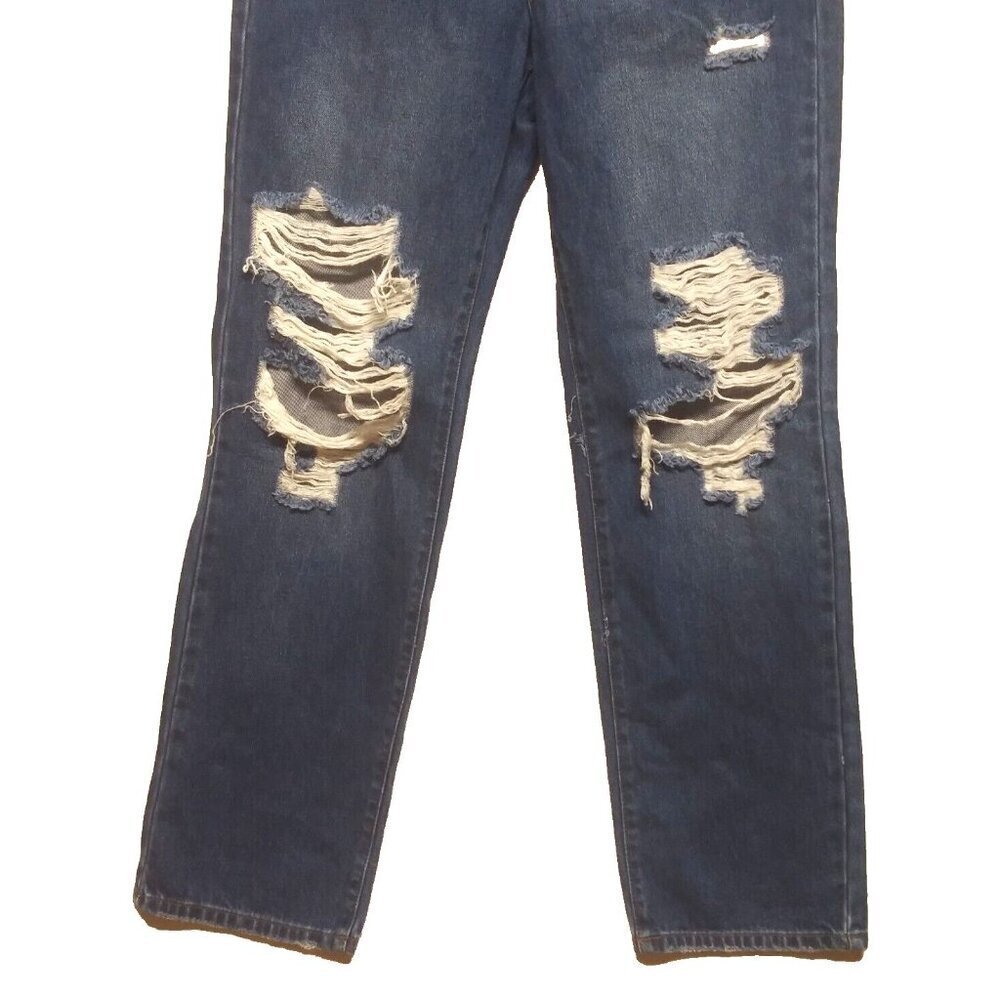 NWT Cello Dad Jeans Super High Rise Sz 3 Distressed destroyed ripped baggy blue - Picture 10 of 16